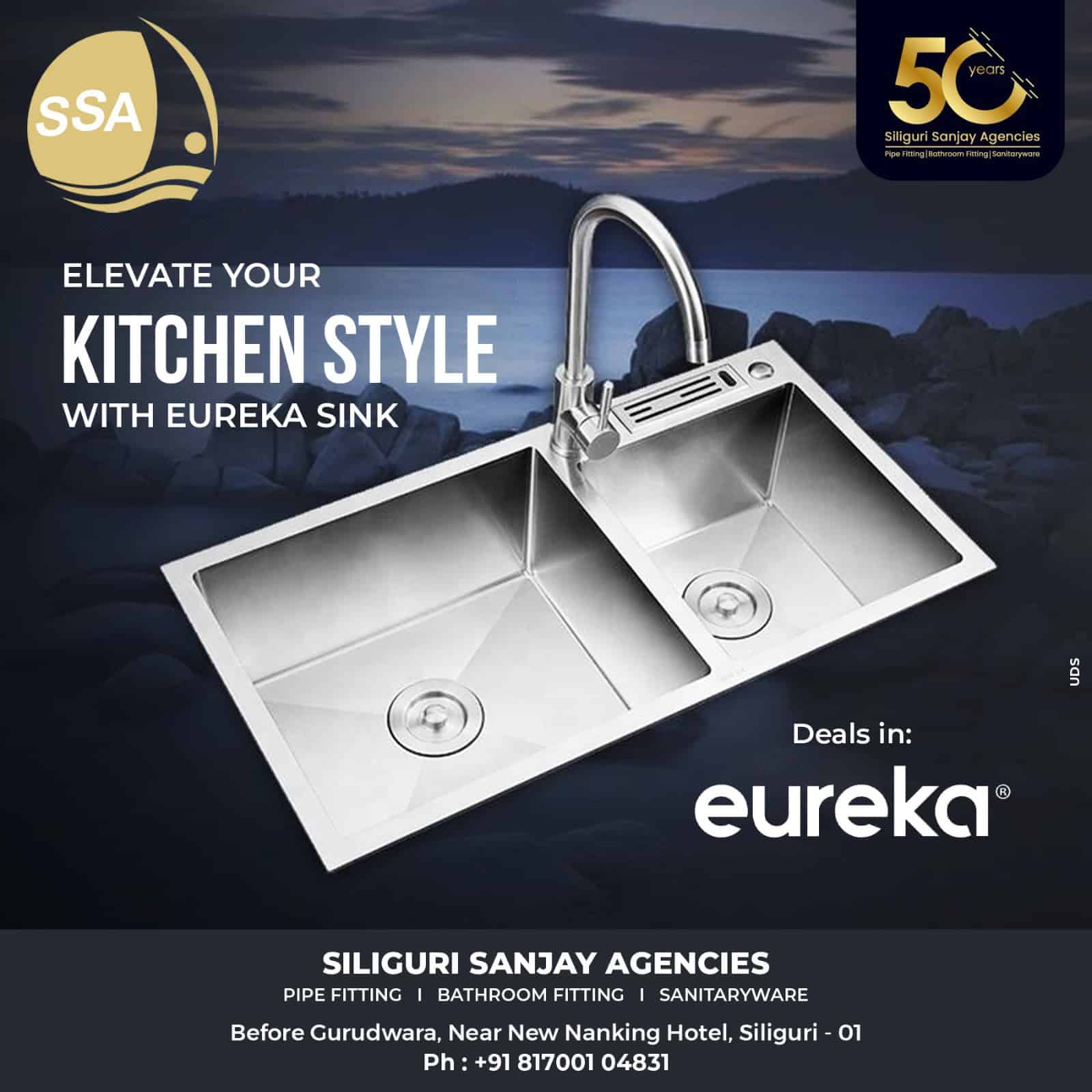 Eureka Double Bowl Kitchen Sink – Siliguri Sanjay Agencies Premium stainless steel Eureka kitchen sink from trusted Kitchen Sink Wholesaler Siliguri – Siliguri Sanjay Agencies